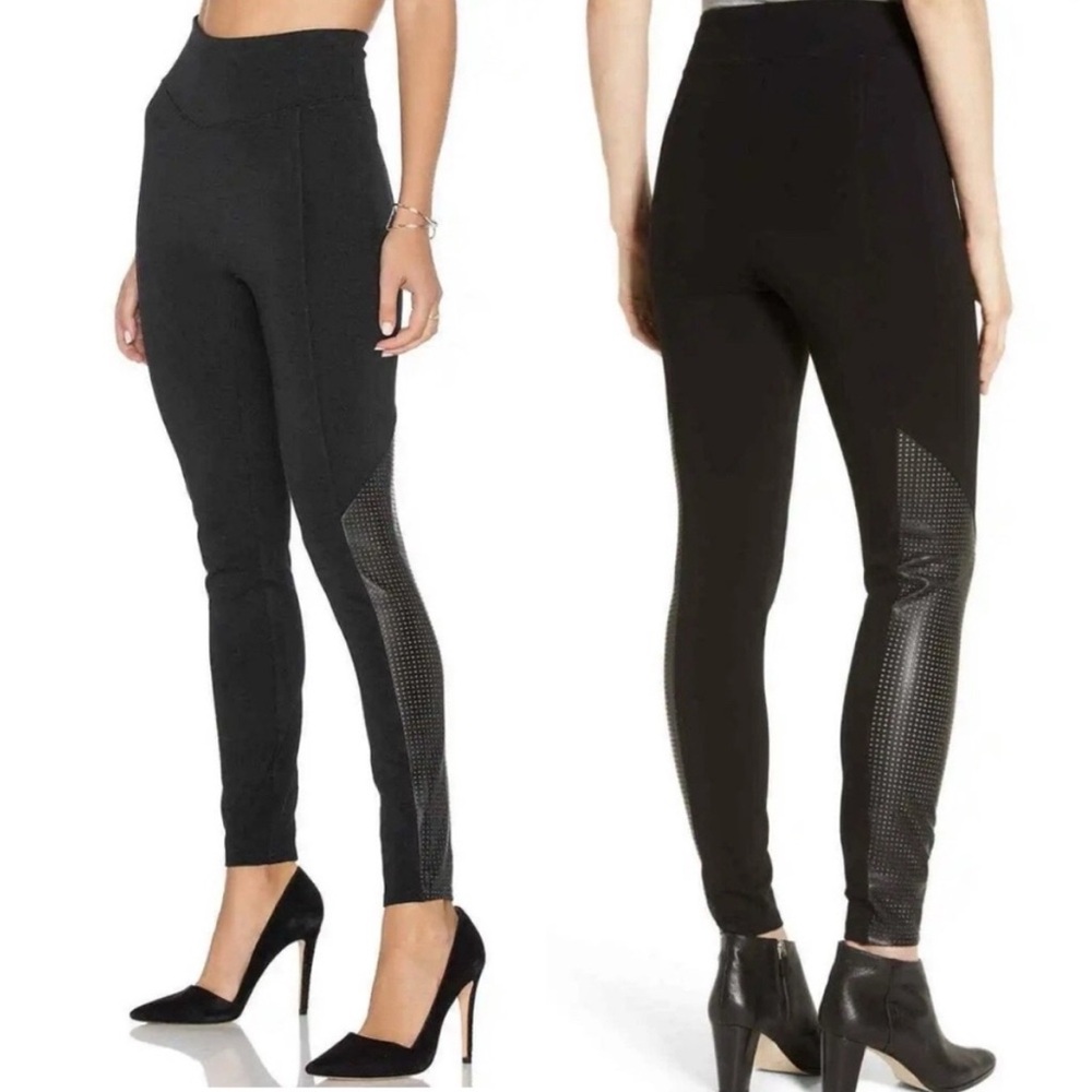 SPANX Perforated Faux Leather Panel Legging Black Size Medium